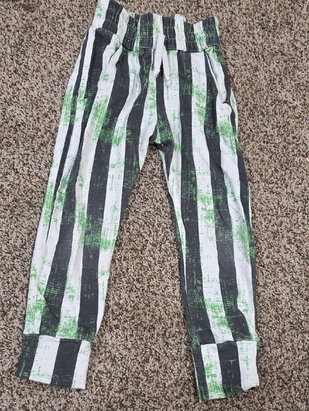 Kids Green & Black Striped Jogger Sweatpants